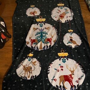 Vera Bradley Dark Green Blanket with Festive Design